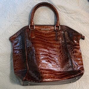 Croc-Embossed Tote Bag in Deep Brown